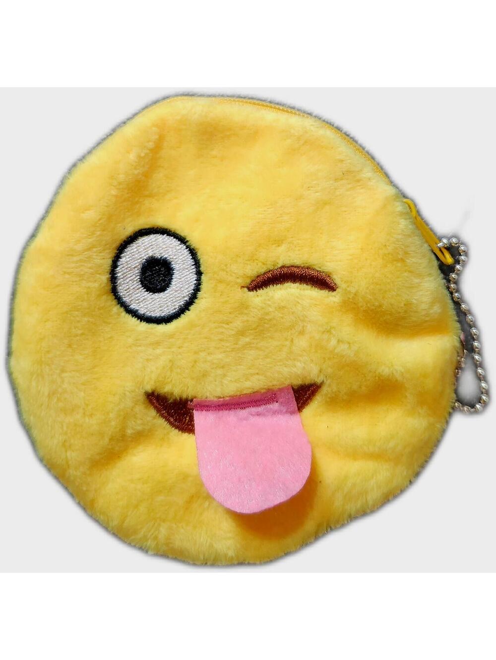 Yellow Winking Tongue-Out Emoji Coin Purse